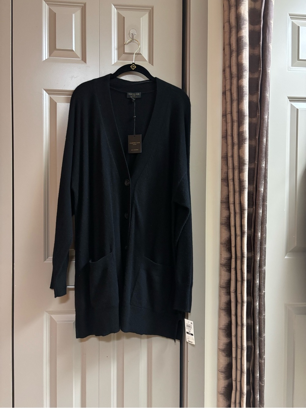 Charter Club Black V-Neck Button Front Cardigan